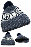 Dallas Headlines Lined Cuffed Pom Knit Beanie